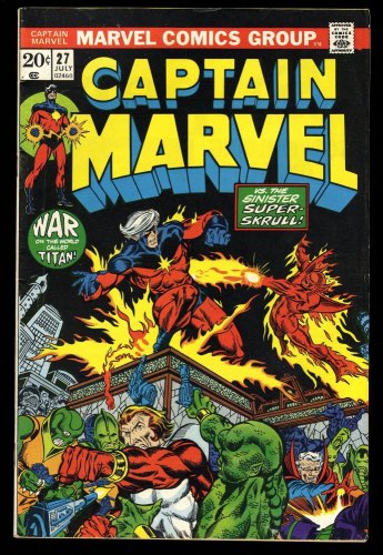 Cover Scan: Captain Marvel #27 FN/VF 7.0 3rd Thanos! 1st Starfox! - Item ID #328509