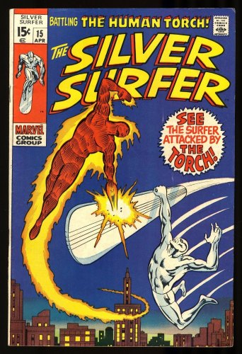 Cover Scan: Silver Surfer #15 FN+ 6.5 Vs Human Torch!  1st Flying Dutchman! - Item ID #328650
