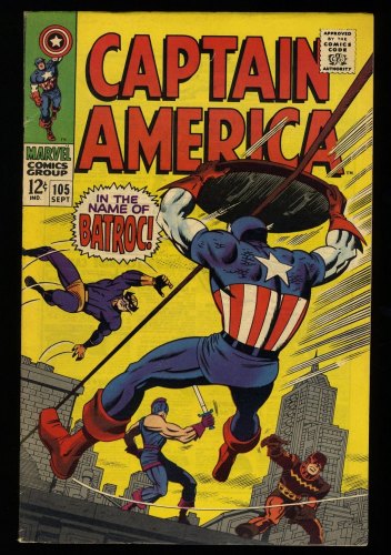 Cover Scan: Captain America #105 VF- 7.5 Batroc! Jack Kirby Art! - Item ID #329049