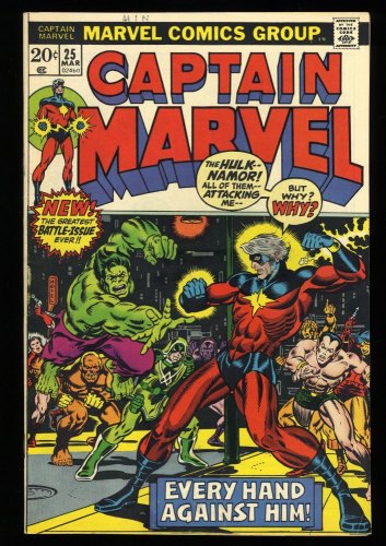 Cover Scan: Captain Marvel #25 VF- 7.5 Thanos Cameo! Jim Starlin Cover! - Item ID #329570