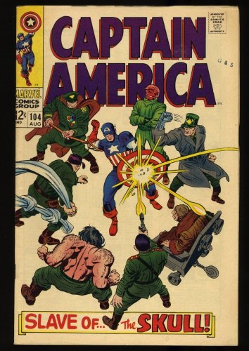 Cover Scan: Captain America #104 VF- 7.5 Red Skull Jack Kirby Cover Art! - Item ID #329759
