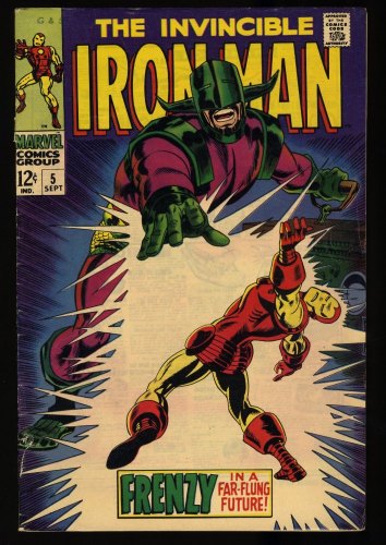Cover Scan: Iron Man #5 FN 6.0 Cerebrus Appearance! Frenzy in a Far-Flung Future! - Item ID #329785