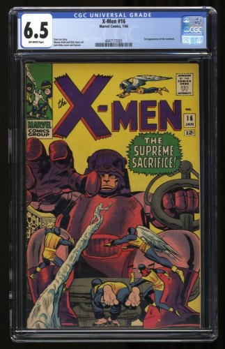 Cover Scan: X-Men #16 CGC FN+ 6.5 3rd Appearance Sentinels! Stan Lee! Jack Kirby Art! - Item ID #337337