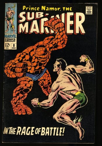 Cover Scan: Sub-Mariner #8 FN 6.0 Prince Namor Vs Thing! Classic Cover!  - Item ID #343612