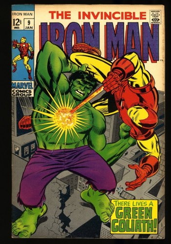 Cover Scan: Iron Man #9 FN+ 6.5 Incredible Hulk Appearance! Mandarin! 1969! - Item ID #343617