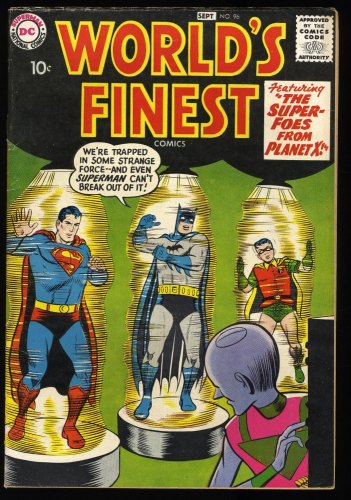 Cover Scan: World's Finest Comics #96 FN 6.0 Jack Kirby Art! Superman! Batman and Robin! - Item ID #345262