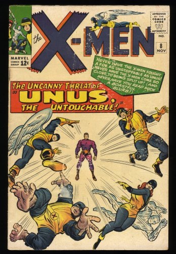 Cover Scan: X-Men #8 VG 4.0 1st Appearance Unus the Untouchable! Kirby Cover! - Item ID #345283