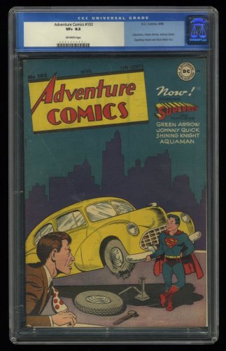 Cover Scan: Adventure Comics #103 CGC VF+ 8.5 Superboy, Aquaman move from More Fun Comics! - Item ID #345546