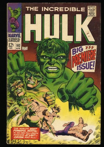 Cover Scan: Incredible Hulk #102 FA/GD 1.5 Continued from Tales to Astonish 101! - Item ID #345682