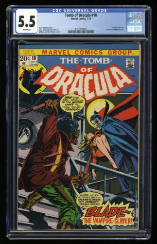 Cover Scan: Tomb Of Dracula #10 CGC FN- 5.5 White Pages 1st Appearance Blade! - Item ID #346168