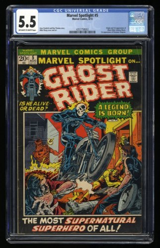 Cover Scan: Marvel Spotlight #5 CGC FN- 5.5 1st Appearance Ghost Rider! Ploog Cover - Item ID #346169