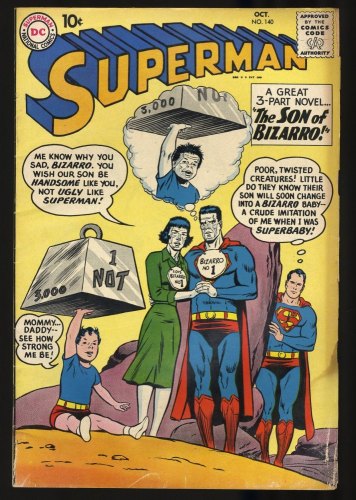 Cover Scan: Superman #140 GD+ 2.5 1st Appearance of Blue Kryptonite and Bizzaro Supergirl! - Item ID #346904