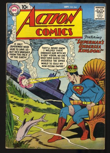 Cover Scan: Action Comics #244 VG+ 4.5 DC Comics! Superman's Undersea Kingdom! - Item ID #346909