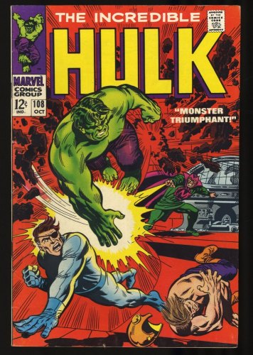 Cover Scan: Incredible Hulk #108 FN/VF 7.0 Mandarin! Nick Fury! Monster Triumphant! - Item ID #346942