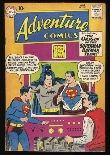 Cover Scan: Adventure Comics #275 VG+ 4.5 Superman Batman Team Origin! - Item ID #347113
