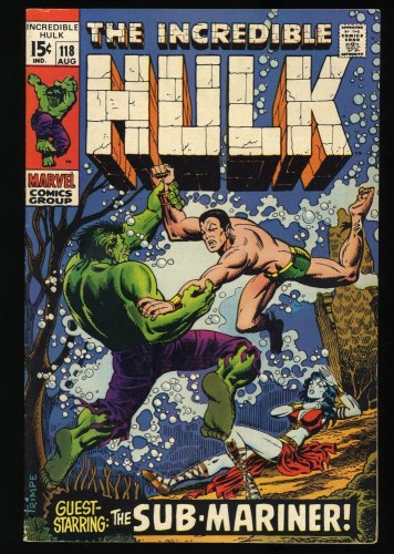 Cover Scan: Incredible Hulk #118 VF- 7.5 1st 15 cent cover! Sub-Mariner! - Item ID #348045