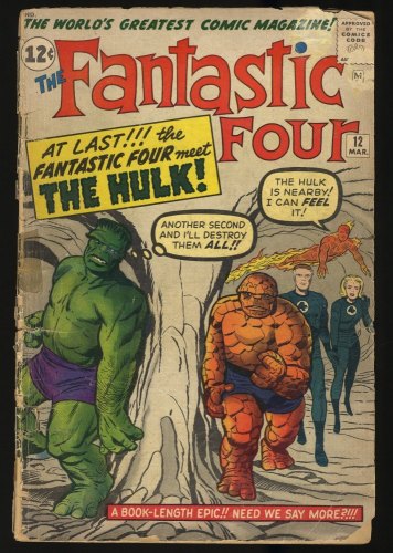 Cover Scan: Fantastic Four #12 P 0.5  1st Hulk vs Thing Battle! Jack Kirby Art! - Item ID #348252