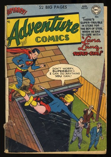 Cover Scan: Adventure Comics #167 FA/GD 1.5 Supergirl! Superboy! Aquaman!  - Item ID #348427
