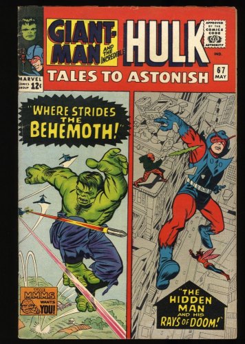 Cover Scan: Tales To Astonish #67 FN- 5.5 Giant-Man and Hulk! Kirby/Stone Cover - Item ID #348638
