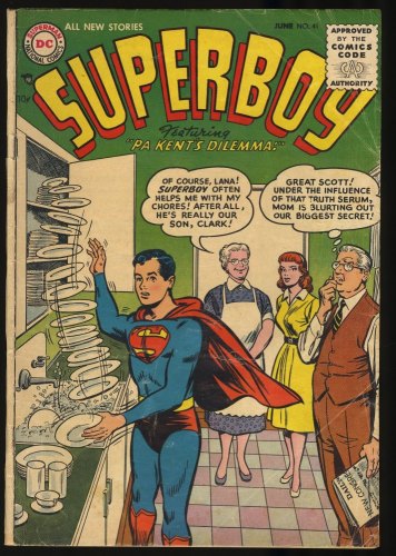 Cover Scan: Superboy #41 GD+ 2.5 Super-Brave! Win Mortimer Cover - Item ID #349314