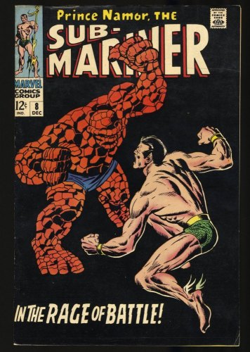 Cover Scan: Sub-Mariner #8 FN+ 6.5 Prince Namor Vs Thing! Classic Cover!  - Item ID #349700