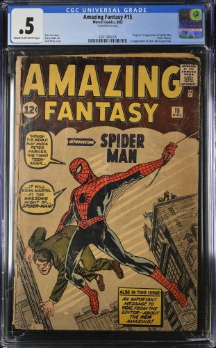 Cover Scan: Amazing Fantasy #15 CGC P 0.5 1st Appearance Spider-Man Kirby Cover! - Item ID #350048