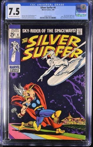 Cover Scan: Silver Surfer #4 CGC VF- 7.5 Off White to White vs Thor! Loki Appearance!  - Item ID #350050