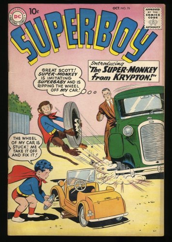 Cover Scan: Superboy #76 FN+ 6.5 1st appearance of Beppo the Super-Monkey! - Item ID #350561