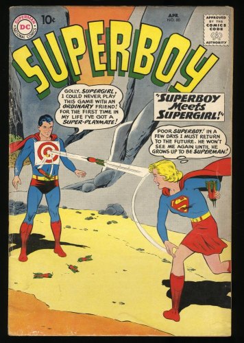 Cover Scan: Superboy #80 VG 4.0 1st meeting with Supergirl! - Item ID #350565
