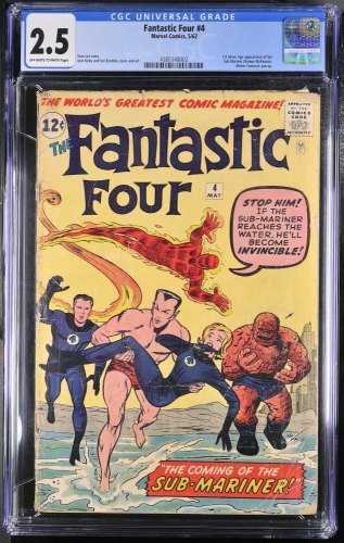 Cover Scan: Fantastic Four #4 CGC GD+ 2.5 1st Silver Age Appearance of Sub-Mariner! - Item ID #351042