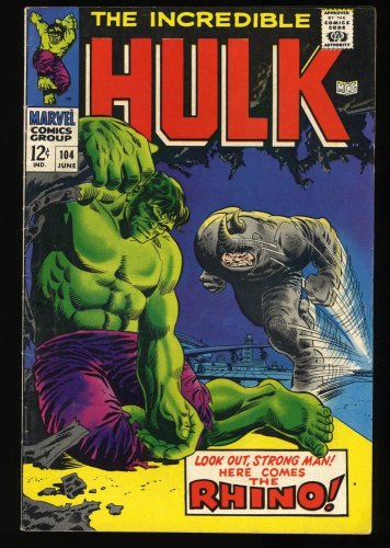 Cover Scan: Incredible Hulk #104 FN+ 6.5 Classic Battle! Incredible Hulk vs Rhino! - Item ID #351596