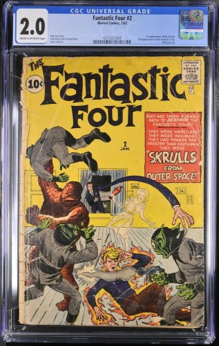 Cover Scan: Fantastic Four #2 CGC GD 2.0 1st Appearance Skrulls! Last 10-cent Issue! - Item ID #351732
