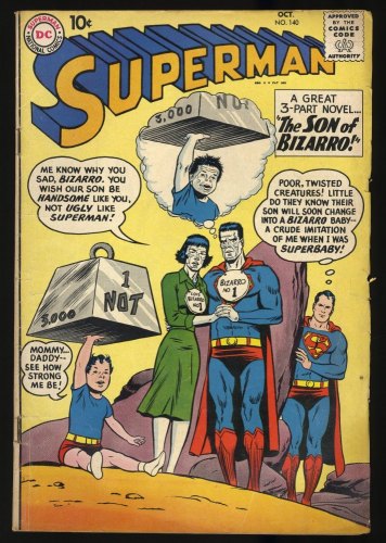 Cover Scan: Superman #140 VG 4.0 1st Appearance of Blue Kryptonite and Bizzaro Supergirl! - Item ID #353058