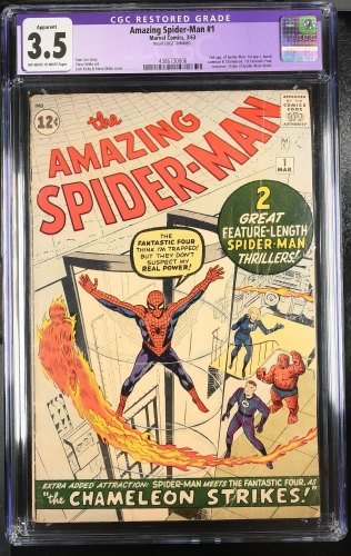 Cover Scan: Amazing Spider-Man (1963) #1 CGC VG- 3.5 (Restored)  Kirby/Ditko Cover! - Item ID #354956