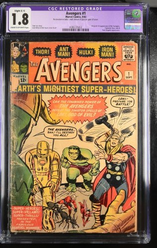 Cover Scan: Avengers #1 CGC GD- 1.8 (Restored) Thor! Captain America! Iron Man! Hulk! - Item ID #356481