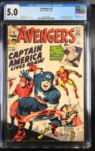 Cover Scan: Avengers #4 CGC VG/FN 5.0 Off White to White 1st Silver Age Captain America! - Item ID #356482