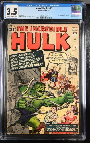 Cover Scan: Incredible Hulk #5 CGC VG- 3.5 1st Appearance Tyrannus! - Item ID #356486