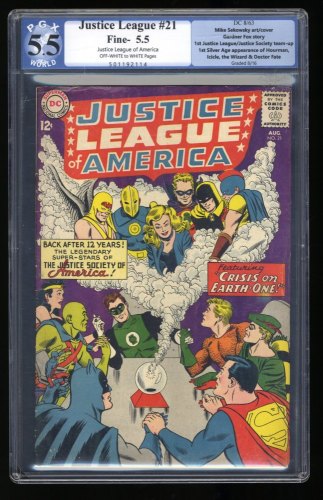 Cover Scan: Justice League Of America #21 PGX FN- 5.5 1st Silver Age Hourman Dr. Fate! - Item ID #358001