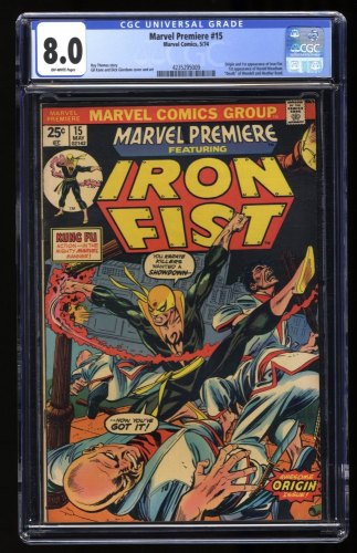 Cover Scan: Marvel Premiere #15 CGC VF 8.0 Off White 1st Appearance Origin Iron Fist! - Item ID #358396