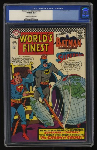 Cover Scan: World's Finest Comics #165 CGC VF/NM 9.0 Batman Superman Silver Age! - Item ID #358414