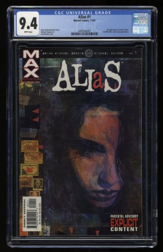 Cover Scan: Alias (2001) #1 CGC NM 9.4 White Pages 1st Appearance Jessica Jones! - Item ID #358438