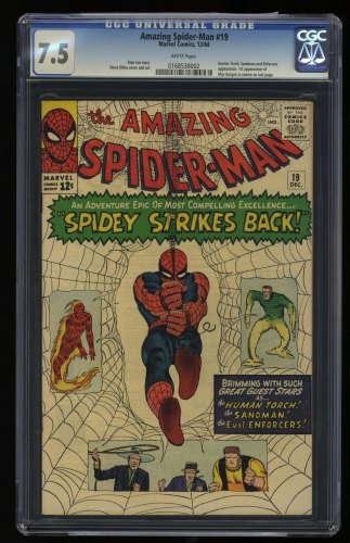 Cover Scan: Amazing Spider-Man #19 CGC VF- 7.5 White Pages 1st Appearance MacDonald Gargan! - Item ID #358745