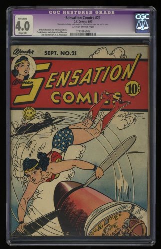 Cover Scan: Sensation Comics #21 CGC VG 4.0 (Restored) Wonder Woman H.G. Peter Cover! - Item ID #358750