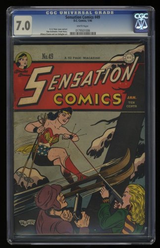 Cover Scan: Sensation Comics #49 CGC FN/VF 7.0 White Pages - Item ID #358758