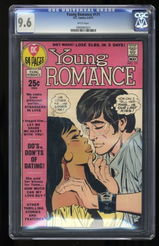 Cover Scan: Young Romance #171 CGC NM+ 9.6 White Pages Highest Graded Copy on CGC Census! - Item ID #358784