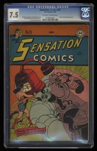 Cover Scan: Sensation Comics #55 CGC VF- 7.5 Off White to White - Item ID #359077