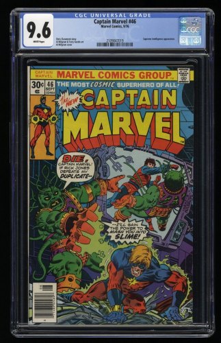 Cover Scan: Captain Marvel (1968) #46 CGC NM+ 9.6 White Pages - Item ID #359088