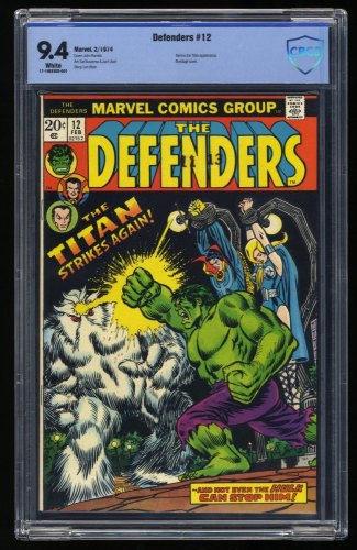 Cover Scan: Defenders #12 CBCS NM 9.4 White Pages Xemnu Appearance! - Item ID #359103