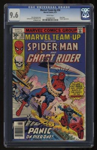 Cover Scan: Marvel Team-up #58 CGC NM+ 9.6 White Pages Spider-Man Ghost Rider! - Item ID #359143