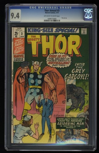 Cover Scan: Thor Annual #3 CGC NM 9.4 Off White to White - Item ID #359170